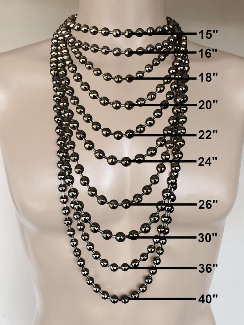 DragonWeave 9.5mm Extra Large Gunmetal Steel Ball Chain Mens Necklace with Extra Durable Color Protect Finish - 16 inches - Image 4